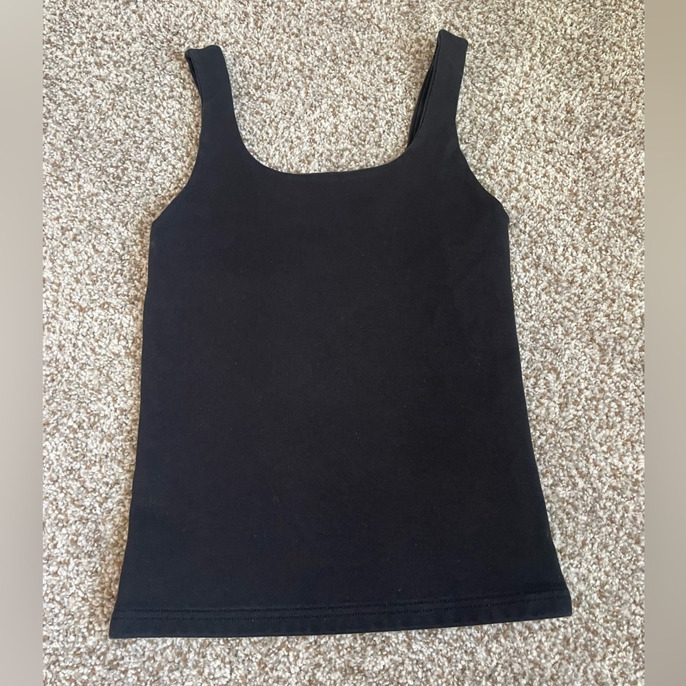 Bread & Boxers Women’s Square Neck Scoop‎ Back Double Lined Tank Top Black Small